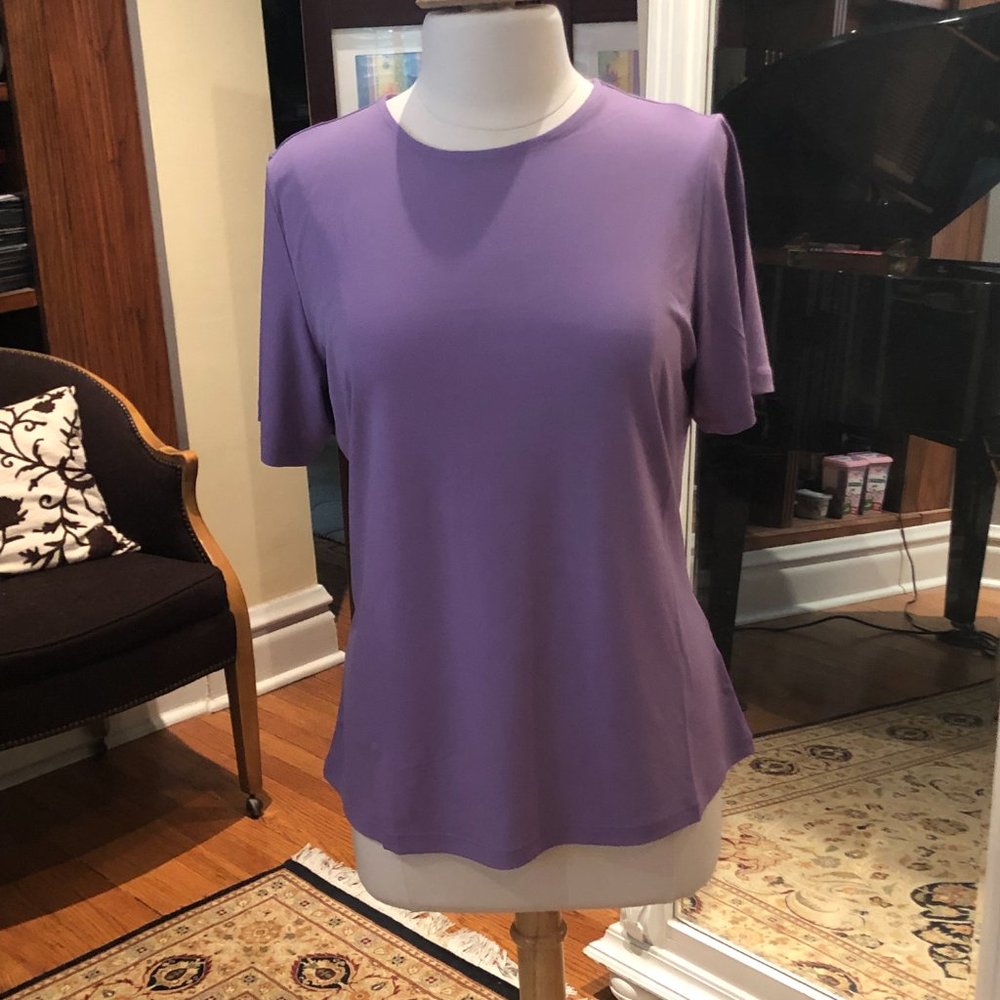 NWT - Susan Graver orchid liquid knit short sleeve top